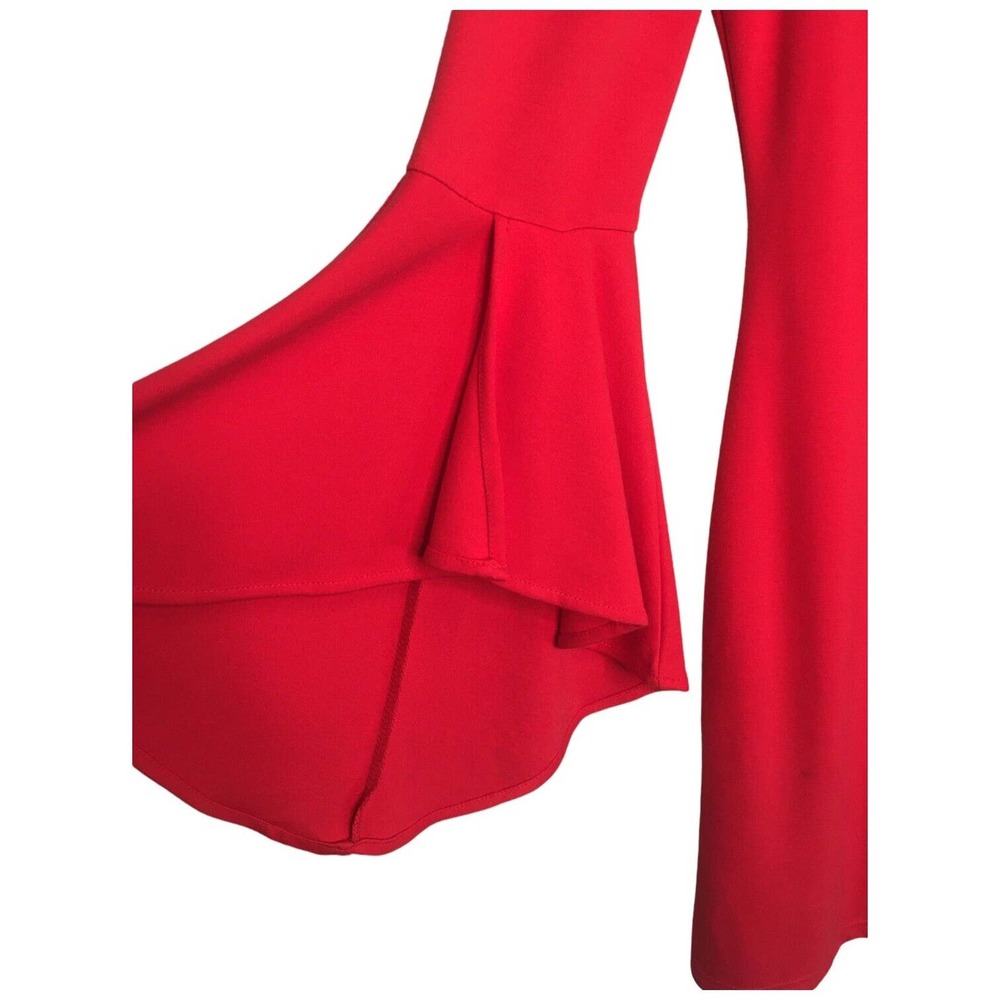 Lulus Gimme Some Flair Red Flounce Sleeve Bodycon Lined Womens Dress Red M - Picture 6 of 16